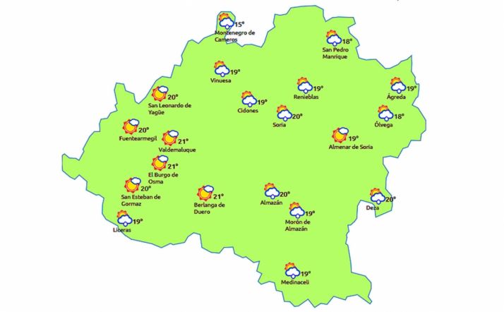 Previsión a las 13:00 horas. /eltiempo.es