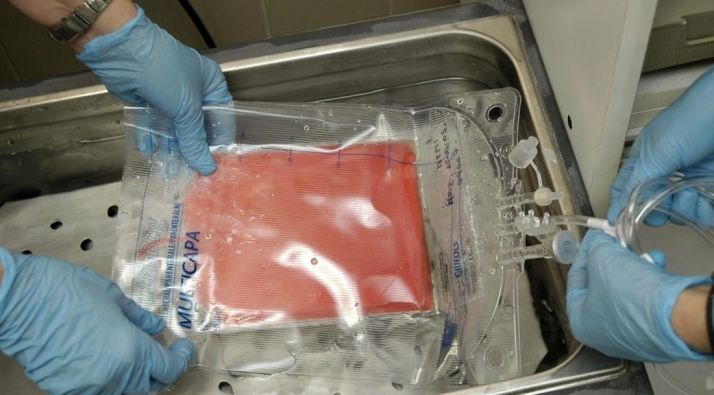 Dos sanitarios manipulan una donación de médula ósea. /J. Javier Ramos-SESCAM