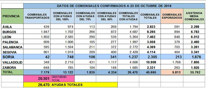La distribución de los usuarios del servicio por provincias en CyL. 