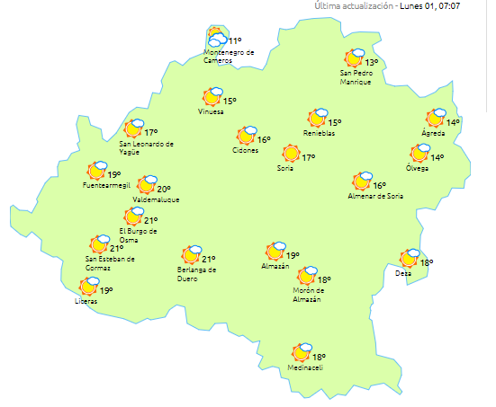 Caída brusca de las temperaturas para comenzar la semana