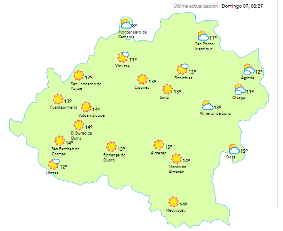 Desplome térmico para este domingo