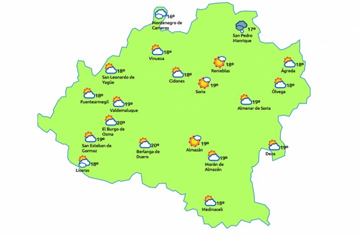 Previsión para las 15:00 este martes. /eltiempo.es
