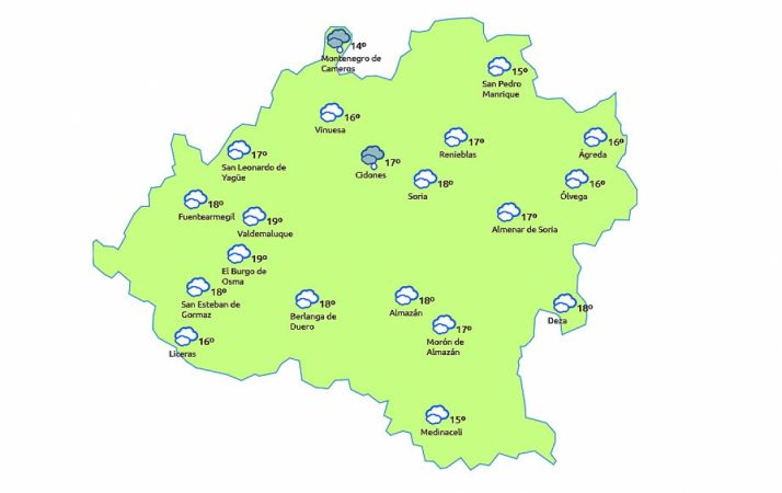 Previsión a las 14:00 horas. /eltiempo.es