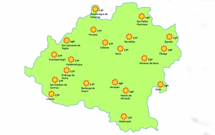 Previsión a las 14:00 horas. /eltiempo.es