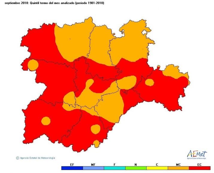 Temperaturas medias muy superiores a lo normal en septiembre