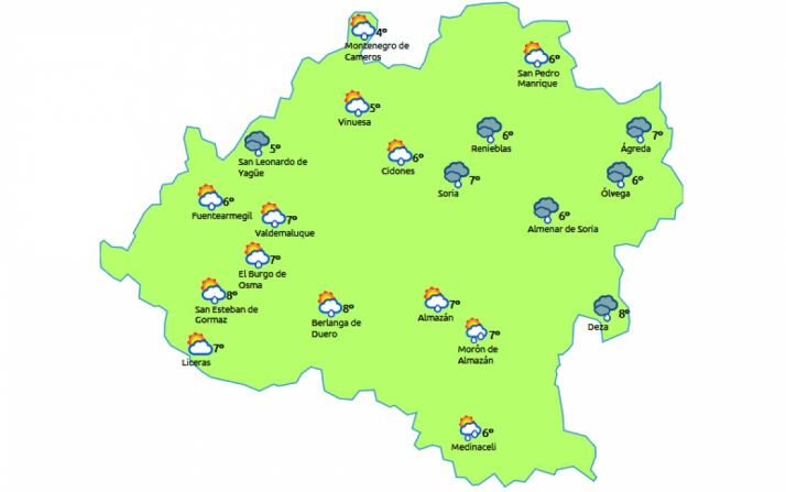 Previsión a las 13:00 horas. /eltiempo.es