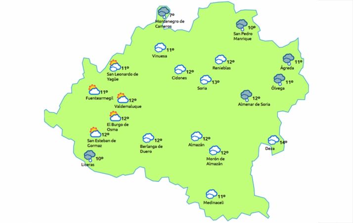 Previsión a las 14:00 horas. /eltiempo.es