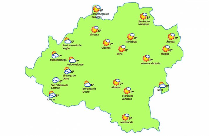 Mapa a las 14:00 horas. /eltiempo.es