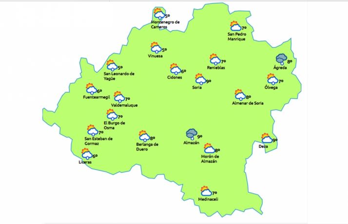 Previsión a las 14:00 horas. /eltiempo.es