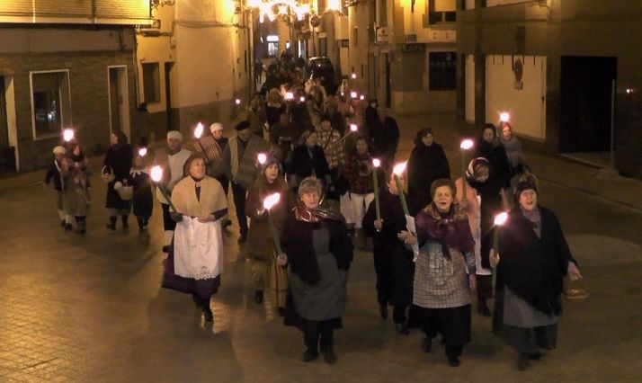 Una escenificación navideña en las calles de Ólvega. 