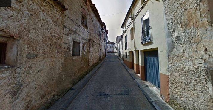 Un tramo de la calle Cava, en Ólvega, dentro del casco antiguo. 