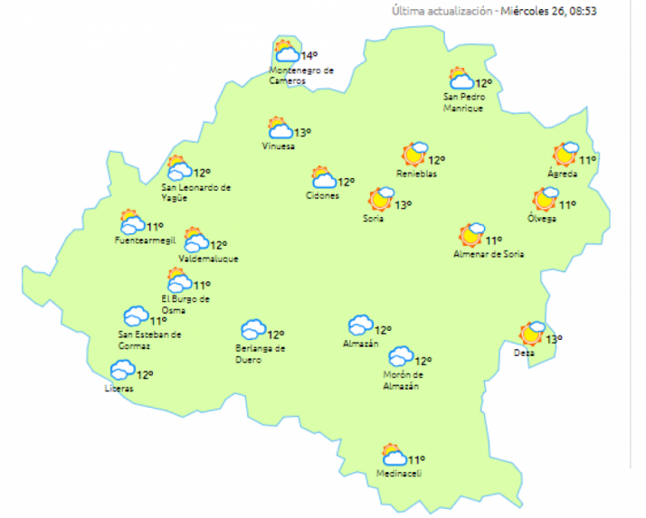 Predicción a las 14:00 horas. /eltiempo.es