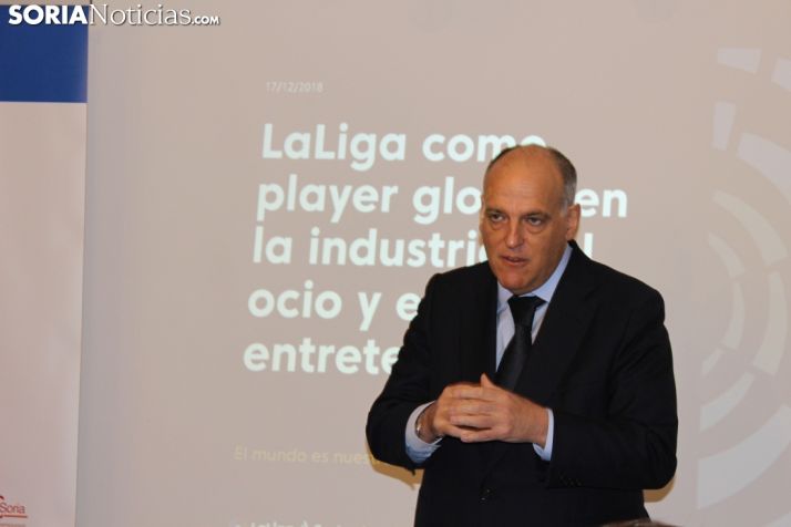 Javier Tebas desarrolla una ponencia en Soria. SN