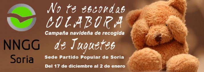 No te escondas, colabora, lema para la campaña de juguetes de NNGG del PP