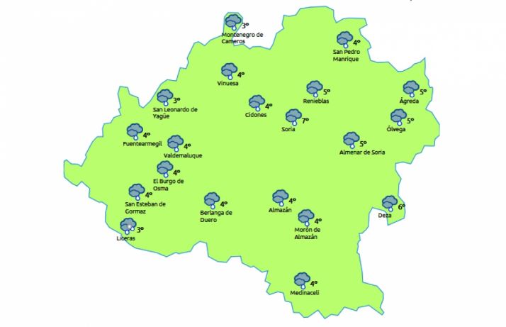 Previsión a las 14:00 horas. /eltiempo.es
