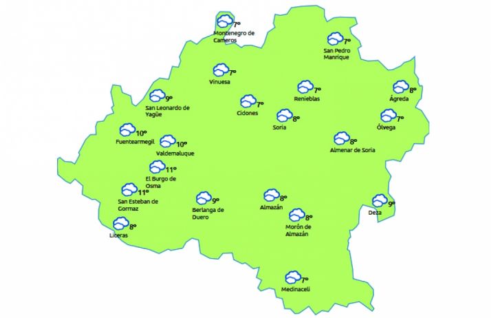 Mapa a las 14:00 horas. /eltiempo.es