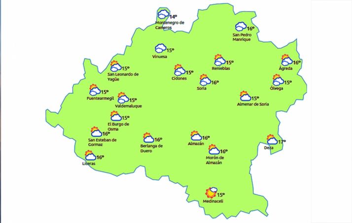 Previsión a las 14:00 horas. /eltiempo.es