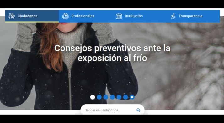 Una captura de pantalla del Portal regional de salud. 