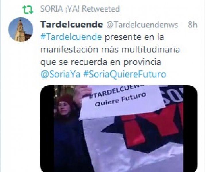 Las redes sociales se vuelcan con la multitudinaria manifestación de Soria Ya