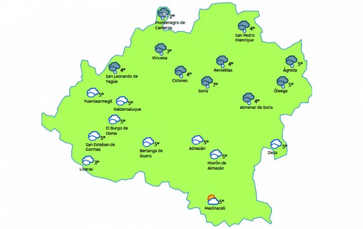 Previsión a las 13:00 horas. /eltiempo.es