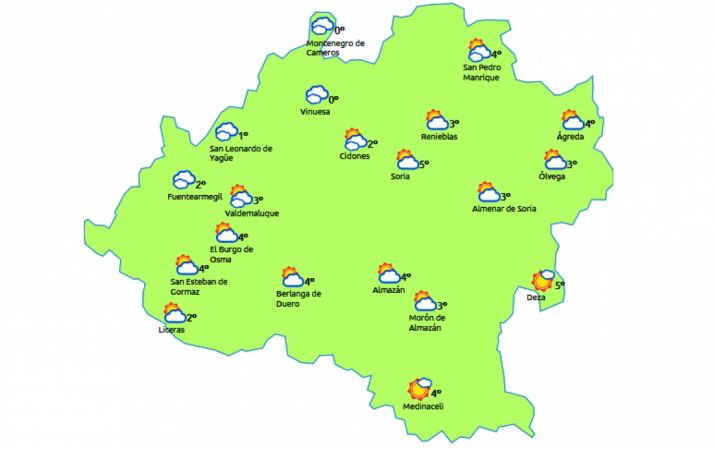 La previsión a las 13:00 horas. /eltiempo.es