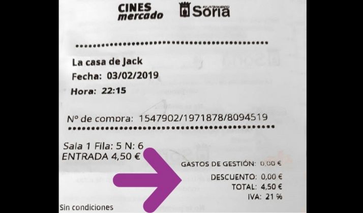 Detalle de una entrada a los cines. /Cs
