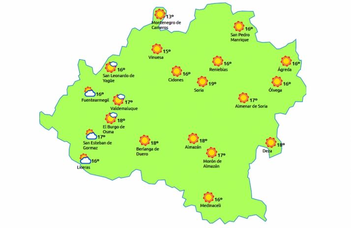 El pronóstico a las 15:00 horas. /eltiempo.es
