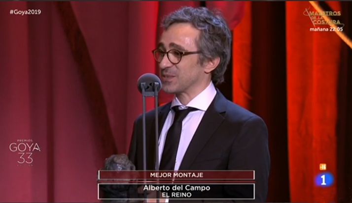 Del Campo en la gala de los Goya, en la retransmisión de RTVE. /RTVE