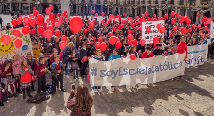 Una de las concentraciones de alumnos celebradas este miércoles. 