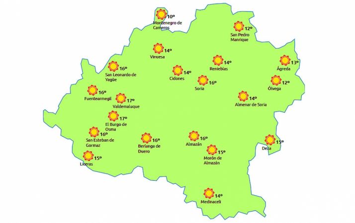 El pronóstico a las 14:00 horas. /eltiempo.es
