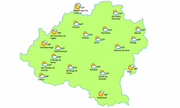 Previsión a las 14:00 horas. /eltiempo.es