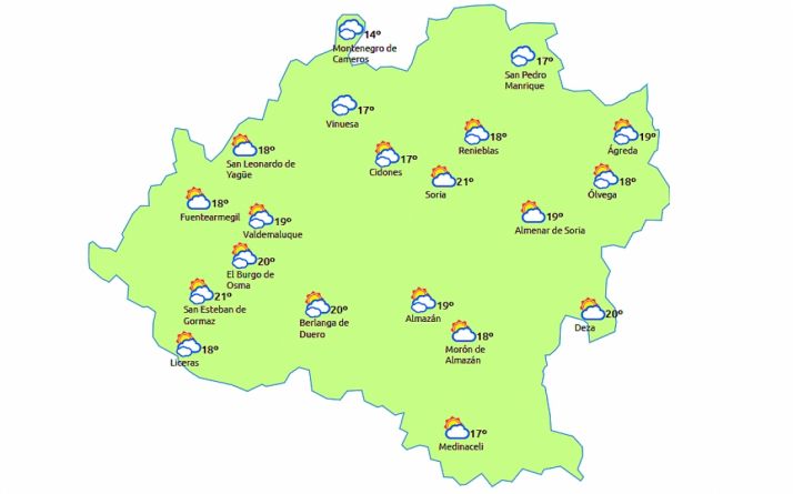 Previsión a las 14:00 horas. /eltiempo.es