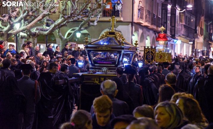 Una imagen procesional de Semana Santa en la capital soriana. /SN