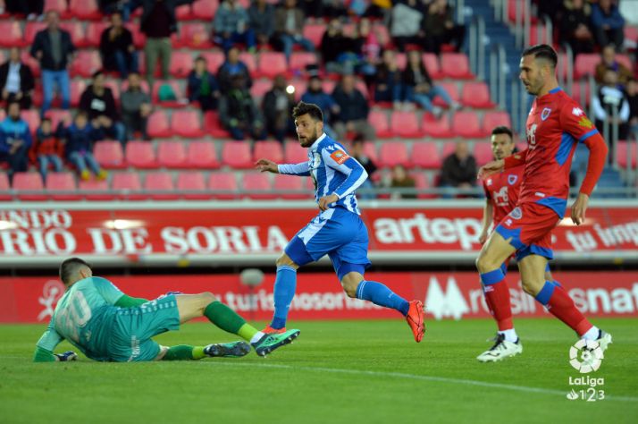 Primer gol del Deportivo en Soria. LFP