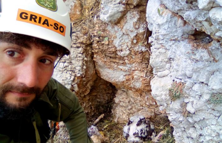 Félix Barcones Molero, tras acceder al nido. /Jta.