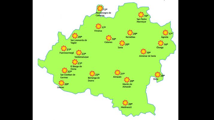 Previsión a las 14:00 horas. /eltiempo.es