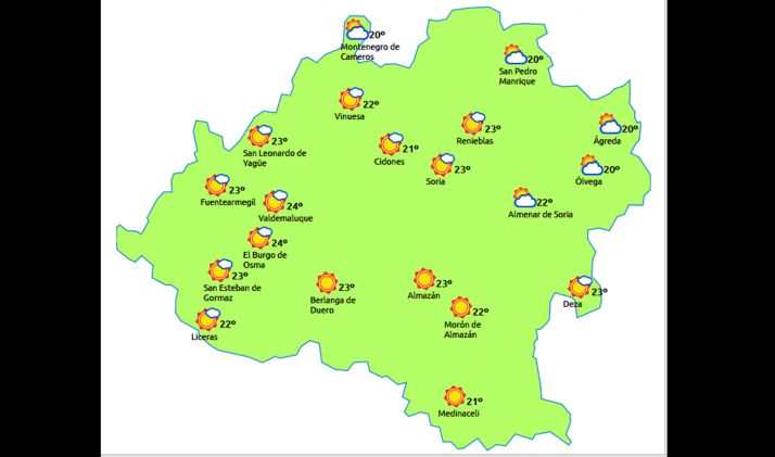 El pronóstico a las 14:00 horas. /eltiempo.es