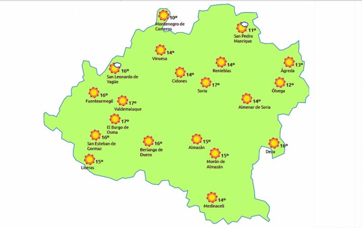 Previsión a las 14:00 horas. /eltiempo.es