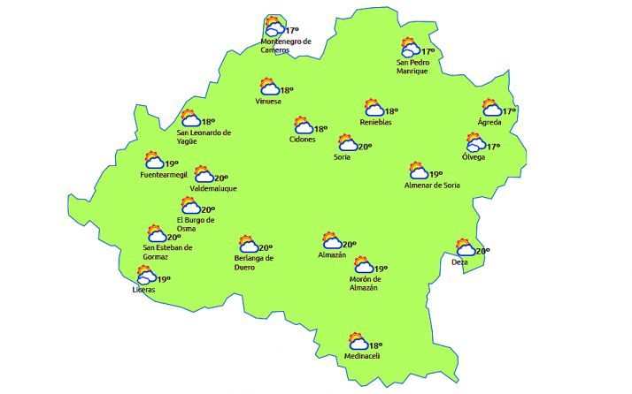 Previsión a las 14:00 horas. /eltiempo.es