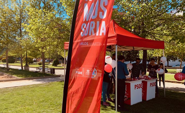 Una carpa electoral del PSOE este martes en la capital. /PSOE_Soria