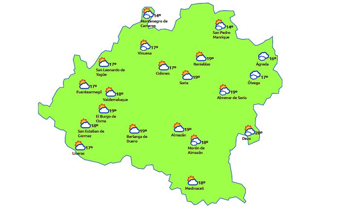 Previsión a las 14:00 horas. /eltiempo.es