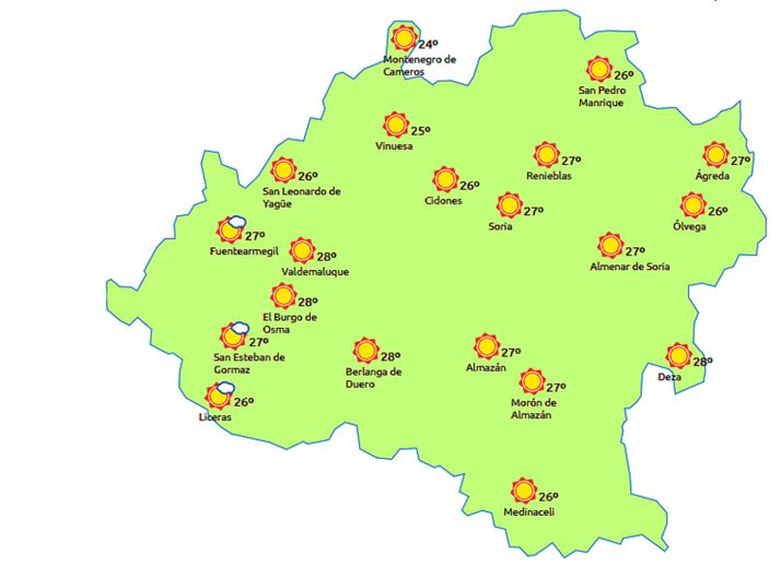 Previsión a las 14:00 horas. /eltiempo.es