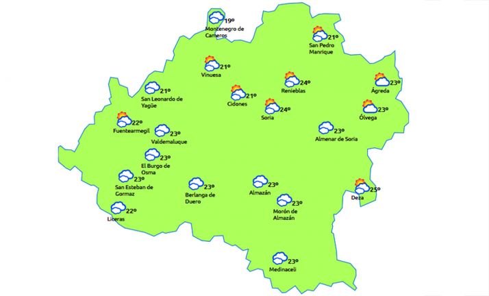 Previsión a las 14:00 horas. /eltiempo.es