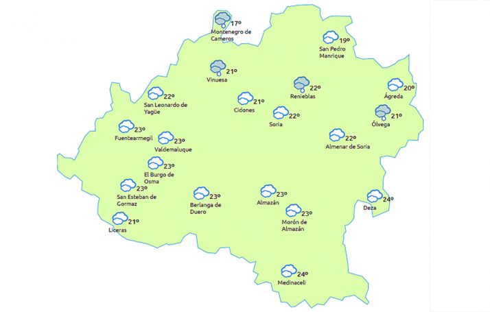 Previsión a las 14:00 horas. /eltiempo.es