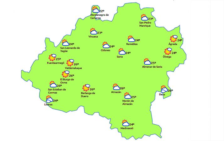 Previsión a las 14:00 horas. /eltiempo.es