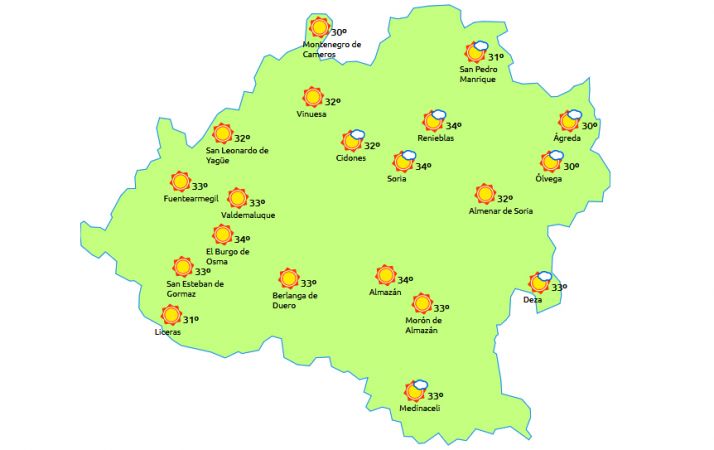 Previsión a las 15:00 horas. /eltiempo.es