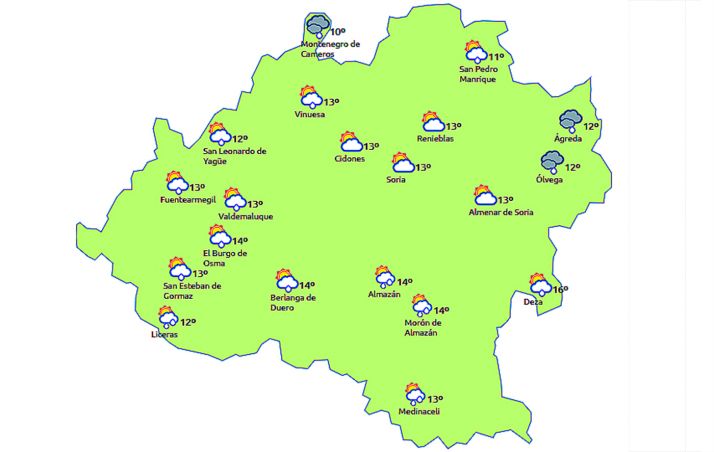 Previsión a las 14:00 horas. /eltiempo.es