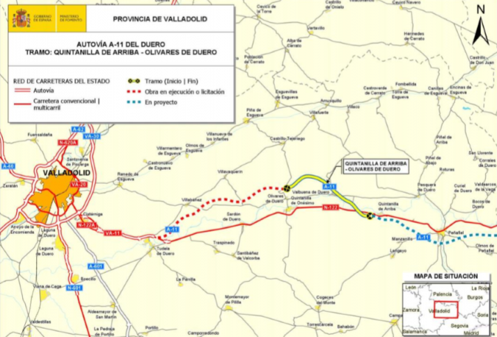 Licitado un nuevo tramo de la A11 a su paso por Valladolid