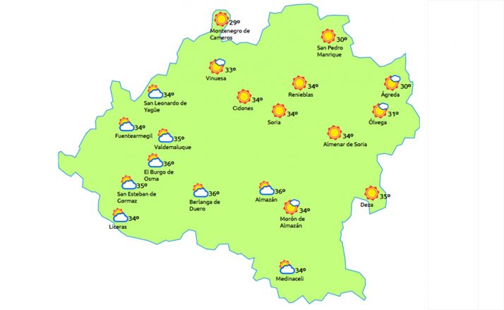 El pronóstico a las 15:00 horas. /eltiempo.es