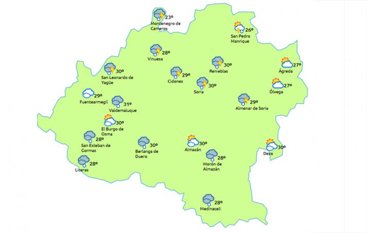 Previsión a las 15:00 horas. /eltiempo.es